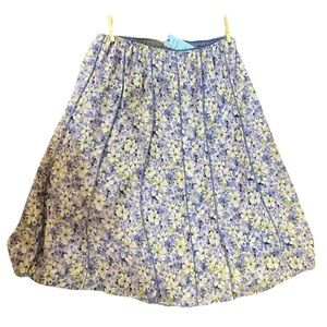 Dress Barn Floral Midi Skirt in Blue and Cream